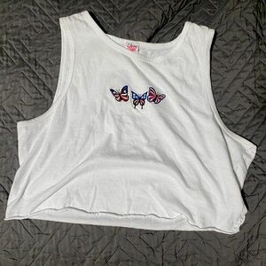 White Butterfly Crop Top